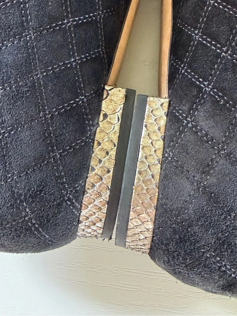 Chanel Quilted Suede Ballet Flats Black Silver CC Cap Toe EU 40.5 US 10.5